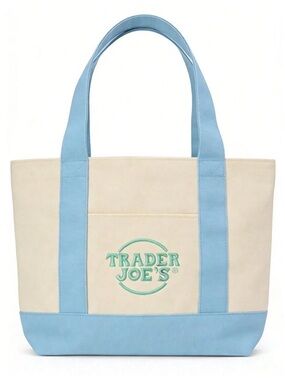 Trader Joes Mini Canvas Tote Bag - Blue